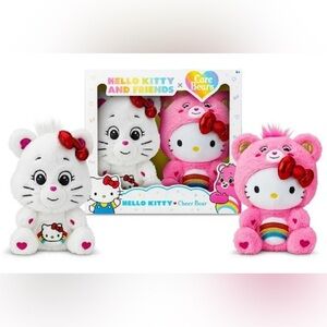 Hello Kitty Loves Cheer Bear 10" Collectible Care Bears Plush 2-Pack